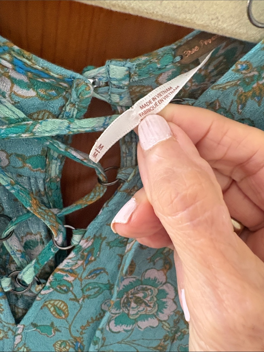 Free People Teal & Blue Lace-Up Sleeveless Maxi Dress - Picture 2 of 4